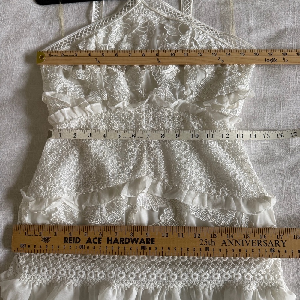True Decadence Dress Womens 8 Tall White Lace Halter Mermaid Maxi Formal Wedding - Picture 9 of 14